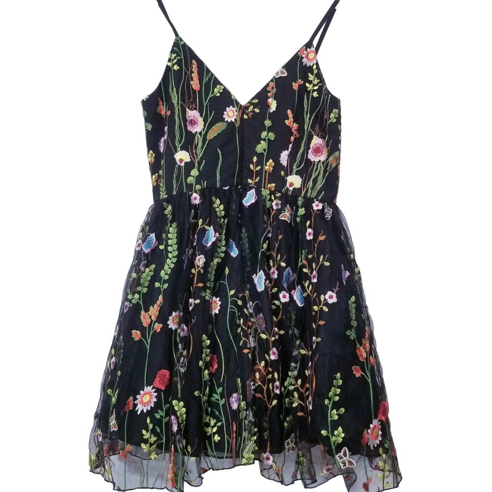 Mac Duggal Floral Embroidery Fit and Flare  Mini Dress Fairycore Nature - Picture 3 of 11